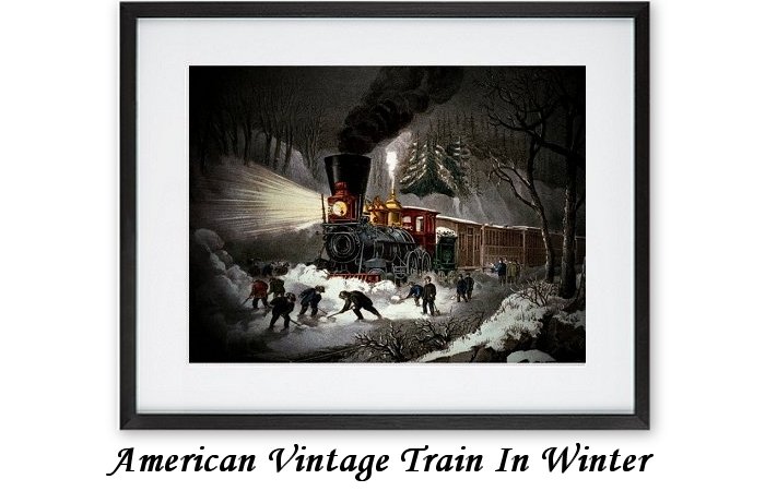 American Vintage Train In WinterSnow Print